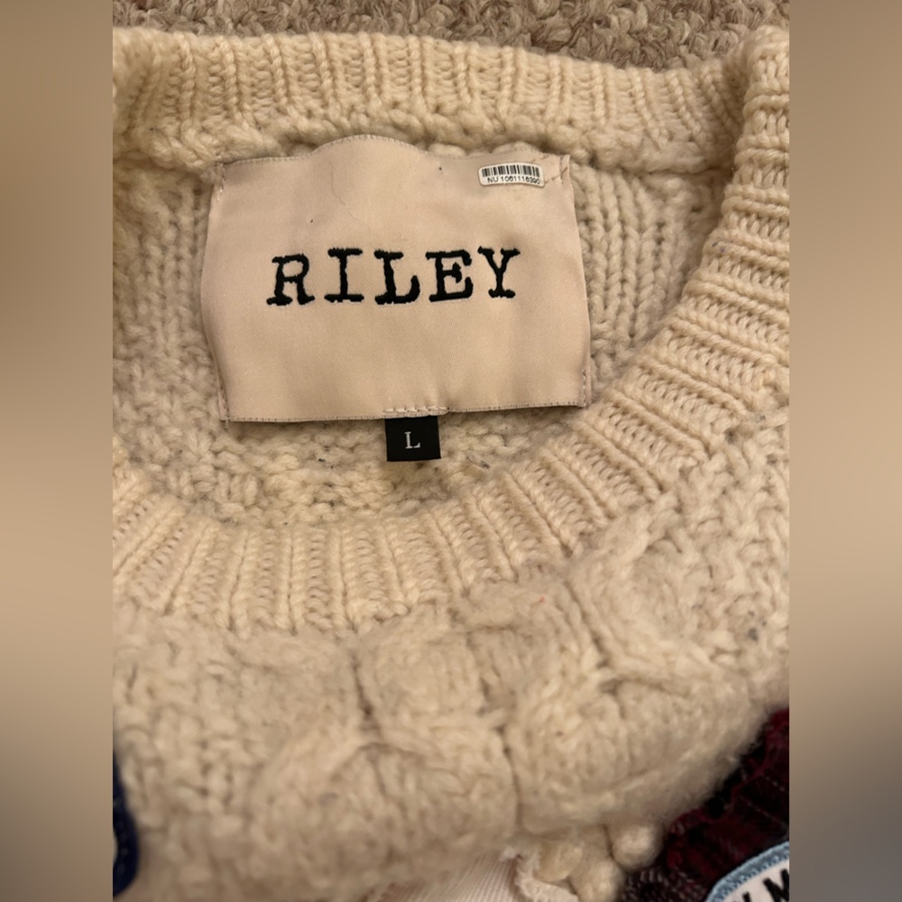Free People Riley 1880 VINTAGE PATCHED UP SWEATER Patchwork Wool size L - Picture 12 of 13